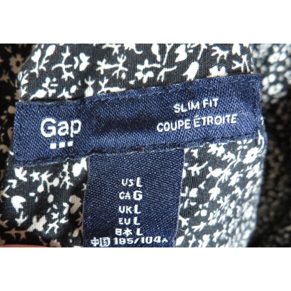 Gap Black Floral Cotton Long Sleeve Button Up Collared Shirt Size Large - Picture 5 of 10